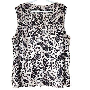 Talbots Paisley Animal Print Sleeveless Cotton Tank Top 3X Lightweight Office